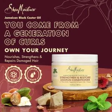 SheaMoisture Jamaican Black Castor Oil 11.5oz Leave In Conditioner and Raw Shea Butter 8oz Detangler Damaged Hair Bundle