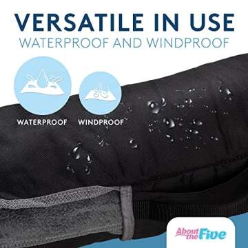 ABOUT THE FIVE Camping Blanket with Inflatable Pillow - Waterproof Outdoor Blanket [59 x 78in]- Sherpa Fleece Blanket for Multi-Use - Machine Washable Blanket for Camping, Picnic, Travel & Car Blanket