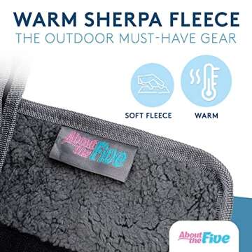 ABOUT THE FIVE Camping Blanket with Inflatable Pillow - Waterproof Outdoor Blanket [59 x 78in]- Sherpa Fleece Blanket for Multi-Use - Machine Washable Blanket for Camping, Picnic, Travel & Car Blanket