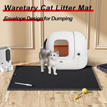 Waretary Cat Litter Mat, 30" X 24" Litter Trapping Mat, Double Layer Honeycomb Litter Box Mat, Urine...