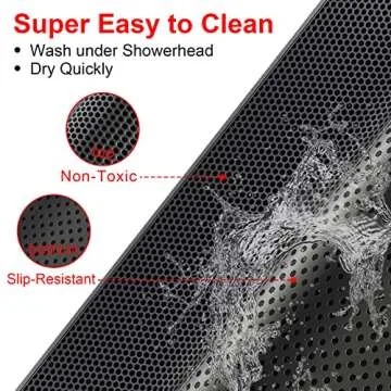 Waretary Cat Litter Mat, 30" X 24" Litter Trapping Mat, Double Layer Honeycomb Litter Box Mat, Urine & Waterproof Kitty Litter Mat, Scatter Control Easy Clean (Black)