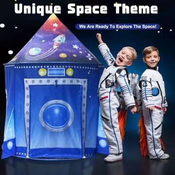 Kaivee Rocket Ship Space Pop Up Play Tent for Kids-Astronaut Pretend Playhouse Gift for 3-5 6 7 Year...