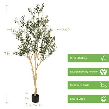 Realead 7ft Faux Olive Tree - Realistic Indoor Silk Olive Decor