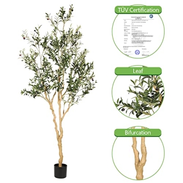 Realead 7ft Faux Olive Tree - Realistic Indoor Silk Olive Decor
