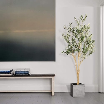 Realead 7ft Faux Olive Tree - Realistic Indoor Silk Olive Decor