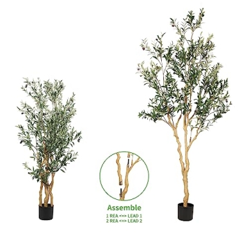 Realead 7ft Faux Olive Tree - Realistic Indoor Silk Olive Decor