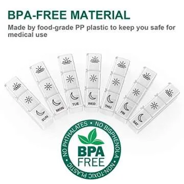 BUG HULL Weekly Pill Organizer 3X a Day, Daily 7 Day Medicine Pill Organizer 3 Times a Day, Travel Pill Case Container for Vitamins, Supplements