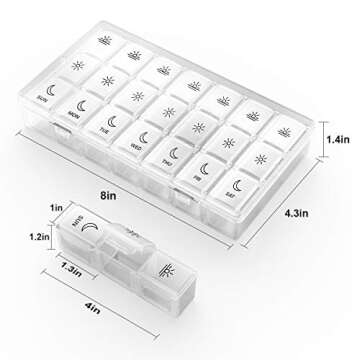 BUG HULL Weekly Pill Organizer 3X a Day, Daily 7 Day Medicine Pill Organizer 3 Times a Day, Travel Pill Case Container for Vitamins, Supplements