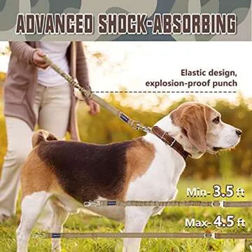 Bungee Dog Leash for Shock Absorption - Heavy Duty No Pull Training Leash for Medium & Large Dogs - Army Yellow, 6FT/4.5FT With 2 Padded Handles
