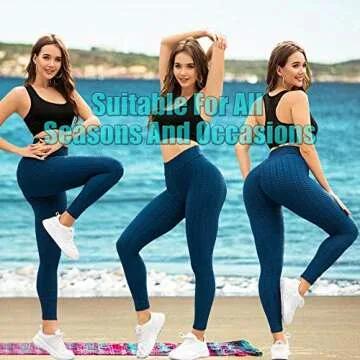 AIMILIA Butt Lifting Anti Cellulite Leggings for Women High Waisted Yoga Pants Workout Tummy Control Sport Tights Navy Blue