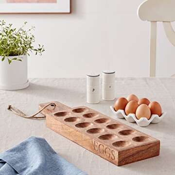 Mud Pie Wood Deviled Egg Tray for Stylish Entertaining