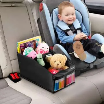 Masirs Back Seat Car Organizer, Neatly Organize Items While Traveling, Folds Flat for Easy Trunk Storage