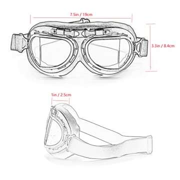 kucehiup Vintage Aviator Goggles - Lightweight, Foldable, and UV-Resistant