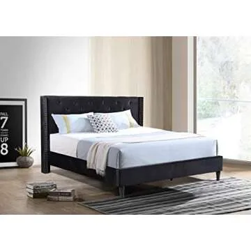 Home Life Elegant Black Velour Queen Platform Bed