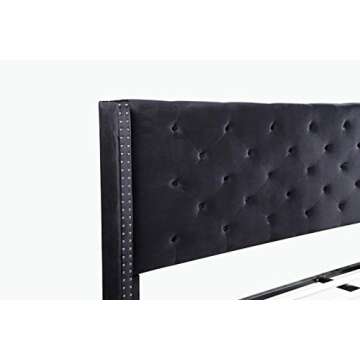 Home Life furBed00007_Suede_Queen_Black Platform Bed