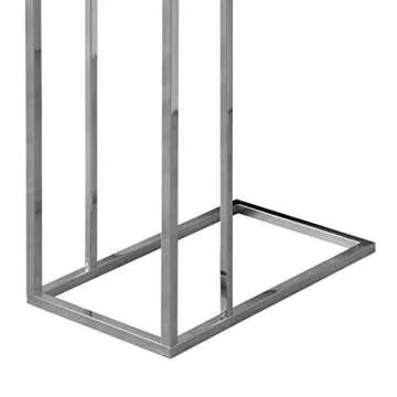 Monarch Specialties 3008, C-shaped, End, Side, Snack, Living Room, Bedroom, Laminate, White, Contemporary, Modern Accent Table-Glossy Chrome Metal, 10.25" L x 18.25" W x 25.25" H