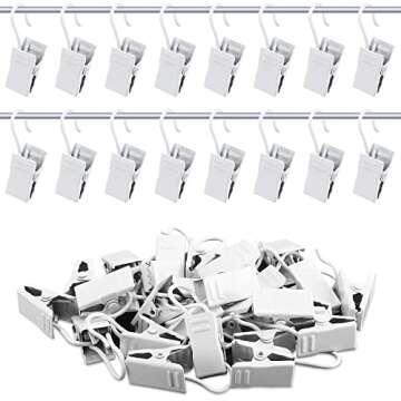 JANYUN 30 Pack Small Heavy-Duty Hook Clip Metal Curtain Hangers Clips for Holder Party Lights Photo Home Decoration Art Craft Display (White)