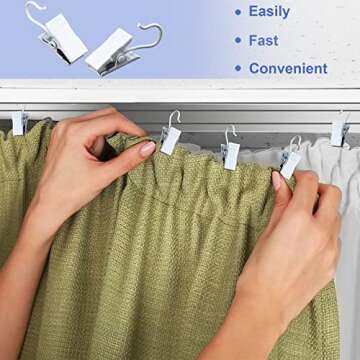 JANYUN 30 Pack Small Heavy-Duty Hook Clip Metal Curtain Hangers Clips for Holder Party Lights Photo Home Decoration Art Craft Display (White)