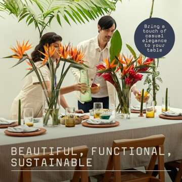 MEEMA Rectangular Cotton Tablecloth, Reusable Table Cover for Party Banquet, Wedding and Festival, W...