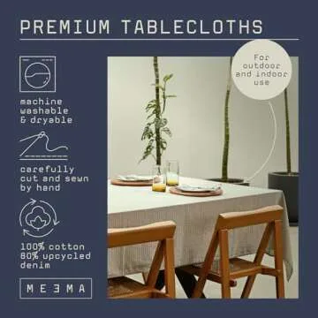 MEEMA Rectangular Cotton Tablecloth, Reusable Table Cover for Party Banquet, Wedding and Festival, Washable Beige Cloth for Tables Great for Outdoor & Indoor (60x100 in)