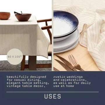 MEEMA Rectangular Cotton Tablecloth, Reusable Table Cover for Party Banquet, Wedding and Festival, Washable Beige Cloth for Tables Great for Outdoor & Indoor (60x100 in)