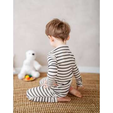 AVAUMA Baby Boys Girls Pajama Set 6M-7T Kids Cute Toddler Snug fit Pjs Cotton Sleepwear (Stripe_Black Medium)