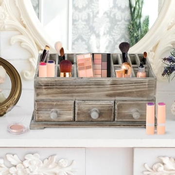 Besti Rustic Vanity Organizer for Makeup and Bathroom Accessories
