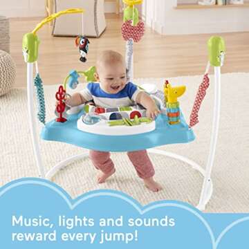 Fisher-Price Baby Bouncer Color Climbers Jumperoo Musical Activity Center with Lights Sounds & Developmental Toys