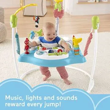 Fisher-Price Baby Bouncer Color Climbers Jumperoo Musical Activity Center with Lights Sounds & Developmental Toys