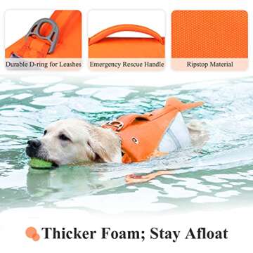 VIVAGLORY Dog Life Vest, Stylish & Safe Water Gear