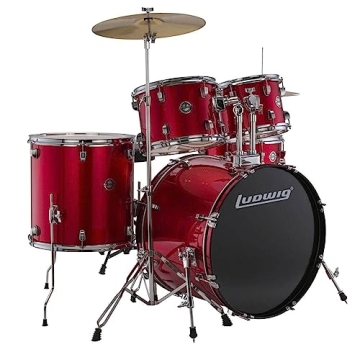 Ludwig Accent 5-Piece Drum Set - 22" Bass, Red Sparkle with Wuhan Cymbals