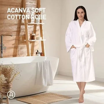 Acanva Plush Cotton Spa Kimono Bathrobe for Women & Men