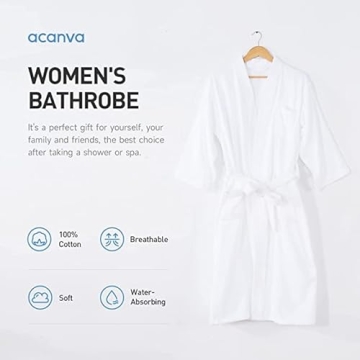 Acanva Plush Cotton Spa Kimono Bathrobe for Women & Men