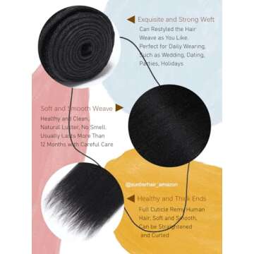 Sunber Yaki Straight Human Hair Bundles for Women