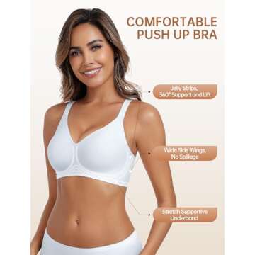 Vertvie Womens Comfortable Wireless Bras No Underwire Push Up Bra Seamless Supportive Full Coverage ...