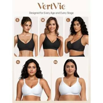 Vertvie Womens Comfortable Wireless Bras No Underwire Push Up Bra Seamless Supportive Full Coverage Racerback Everyday Bras(Small,White)