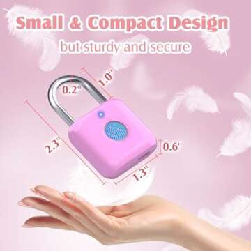 Pothunder Fingerprint Padlock, Locker Lock, Combination Lock, Fingerprint Lock with APP Unlock, USB Rechargeable, Suitable for Gym Locker, Door, Locker