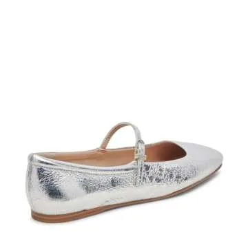 Dolce Vita Women's Reyes Ballet Flat in Silver Distressed Leather
