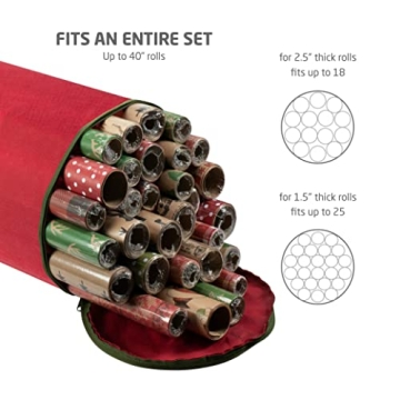 ZOBER Wrapping Paper Storage - 40" Organizer for 20 Rolls