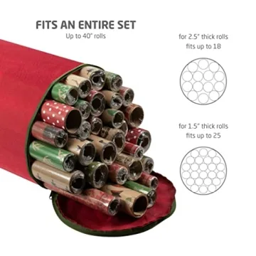 ZOBER Wrapping Paper Storage - 40" Organizer for 20 Rolls