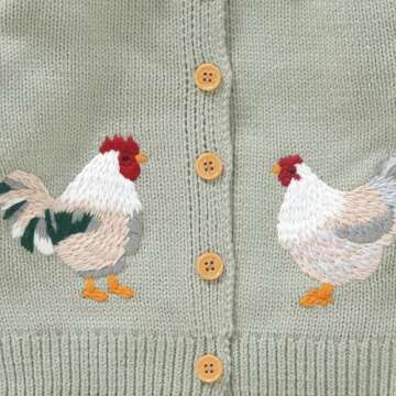 Cute Baby Girl Cardigan with Embroidery for Winter