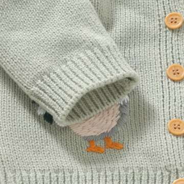 Cute Baby Girl Cardigan with Embroidery for Winter