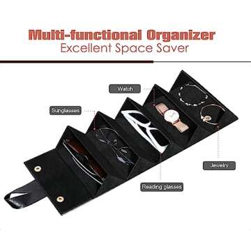 MoKo Sunglasses Organizer - Travel Glasses Case with 5 Slots for Eyewear Storage