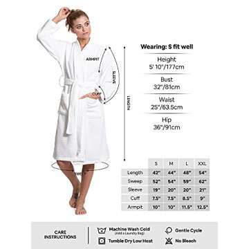 Turkuoise Soft & Absorbent Towel Robe, 100% Cotton Turkish Terry Cloth Kimono Bathrobes for Women Large