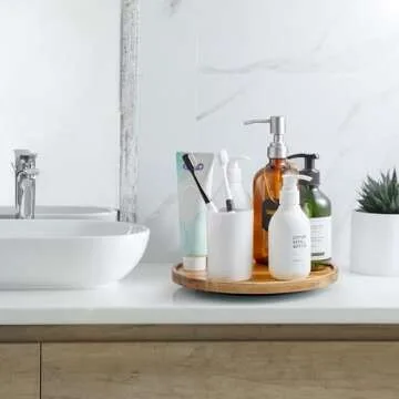 9" Acacia Wood Lazy Susan Turntable Organizer, Lazy Susan for Table Top Cabinet Dining Pantry Countertop Cupboard Organization, Decorative Tray for Kitchen Bathroom Decor Coffee Bar Accessories