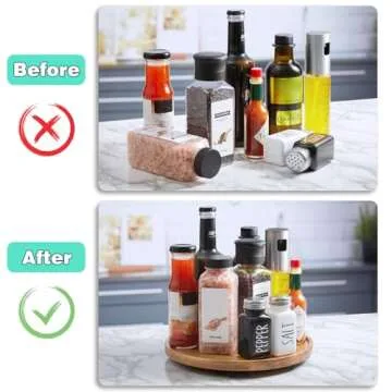 9" Acacia Wood Lazy Susan Turntable Organizer, Lazy Susan for Table Top Cabinet Dining Pantry Countertop Cupboard Organization, Decorative Tray for Kitchen Bathroom Decor Coffee Bar Accessories