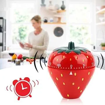 Adorable Strawberry Kitchen Timer for Cooking and Baking