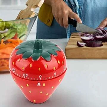 Adorable Strawberry Kitchen Timer for Cooking and Baking