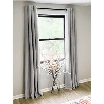 ROSE HOME FASHION Blackout Curtains - 100% Blackout Grey Grommet Panels, 50x84