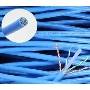 UbiGear 200ft Blue RJ45 CAT6 Ethernet LAN Network Internet Computer Solid Wire 23 AWG UTP Cable